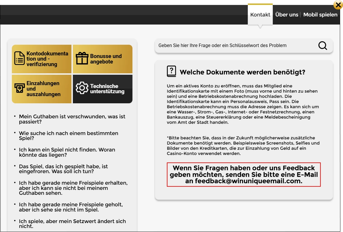 Unique Casino FAQ – Häufige Fragen und Antworten zum Spielbetrieb