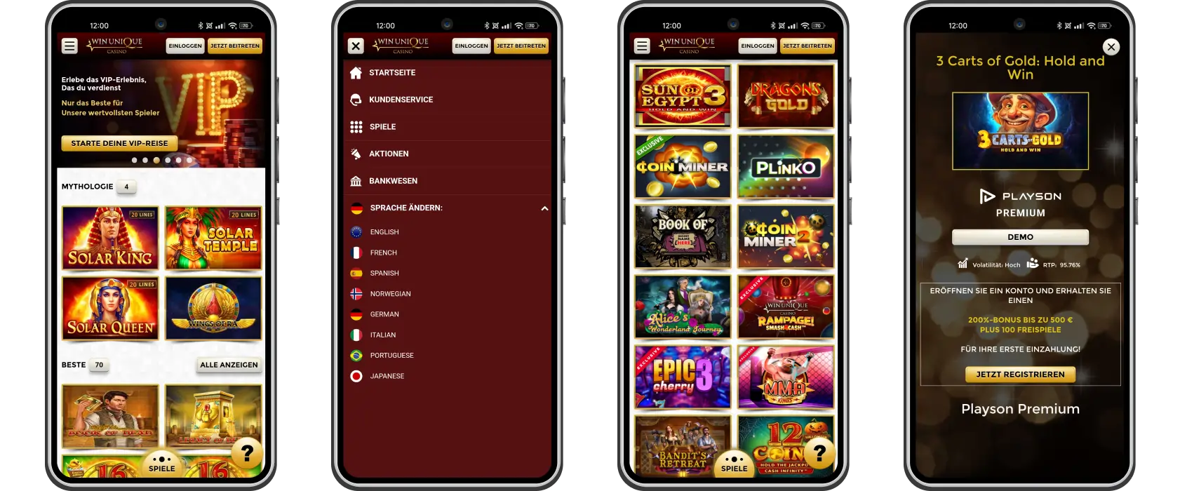 Mobile Version des Unique Online Casinos